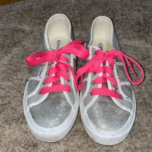 Superga Silver and Pink Sneakers